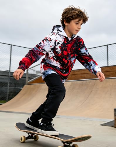 Image of Lovekider Boys Hoodies Sweatshirt Cool 3D Print Pullover with Big Pocket for Kids Fashion Warm Winter 6-16 Years