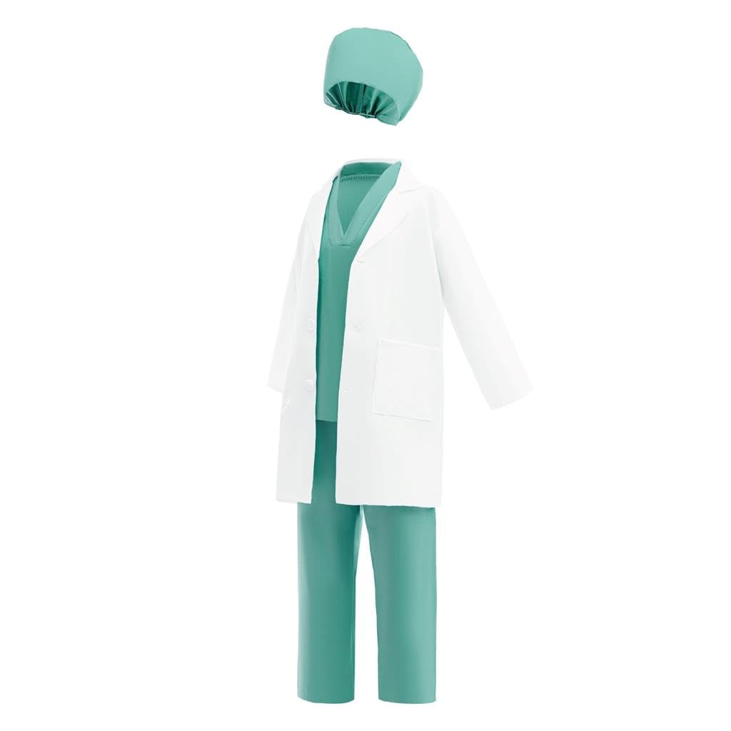 Lito Angels Kids Doctor Costume Set including Lab Coat Scrubs Cap Mask Medical Accessories for Boys Girls Career Day Role Play Halloween Cosplay - Image 3