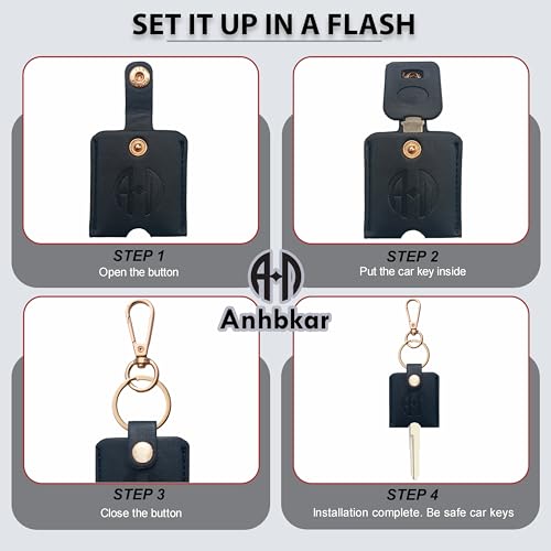 Image of Leather Keys Sleeve for Broken Car Key Loop Replacement - Cute Keychain Cover - Protector, Holder for Men & Women