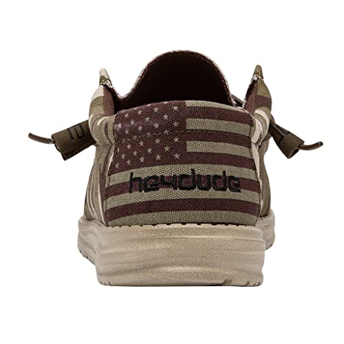Image of HEYDUDE Men's Wally Patriotic Slip On Shoe | Lightweight Canvas Loafers with No Tie Laces