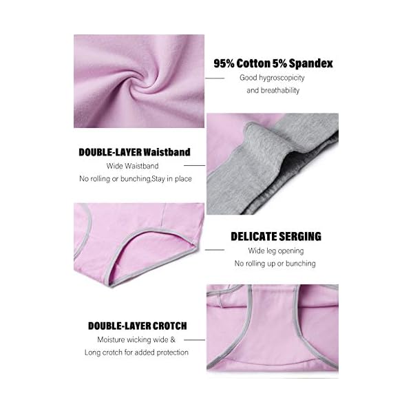 POKARLA-Womens-High-Waisted-Cotton-Underwear-Soft-Breathable-Panties-Stretch-Briefs-Regular-Plus-Size-5-Pack POKARLA Womens Cotton Underwear High Waist Full Coverage Briefs Soft Breathable Postpartum Panties Stretch Underpants Regular & Plus Size