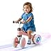 Colorful Lighting Baby Balance Bike, 1st Birthday Girl Gifts with 4 Silent Wheels & Soft Seat, Balance Bike 1 Year Old No Pedal, 12-24 Months Toddler Ride-on Toys, Baby Walker for Girls Boys, Pink