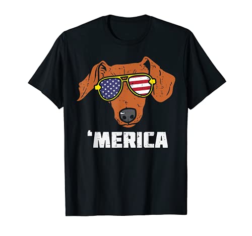 Dachshund Wiener American USA Flag 4th Of July Fourth Dog Camiseta