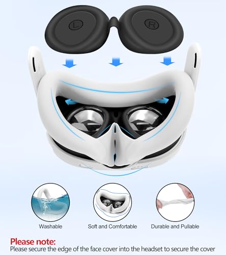 Image of Silicone Cover Set Compatible with Oculus /Meta Quest 3, VR Accessories Protective Cover Includes Controller Grips, Front Shell Headset Cover and Face Cover (White)