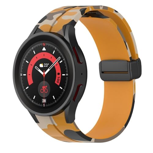 Image of Prolet Soft Silicone Strap with Folding Magnetic Lock Compatible with Galaxy Watch 5 Pro /Galaxy Watch 6 /5 /4 40mm 44mm / Galaxy Watch 4 Classic 46mm|Adjustable Silicon Strap