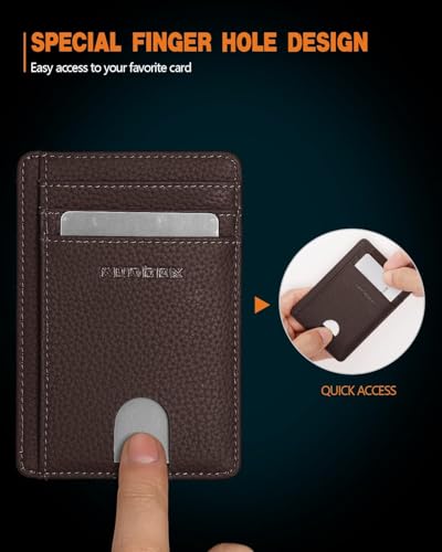 Image of RUNBOX Slim Minimalist Front Pocket RFID Blocking Leather Wallets for Men and Women Card Holder Wallets Gifts for men