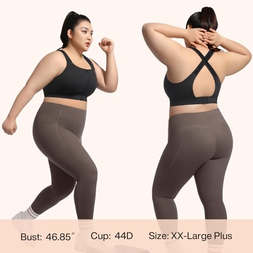 High Impact Sports Bras for Women Adjustable Zip Front Plus Size Workout Bra Full Coverage Removable Padded Running2