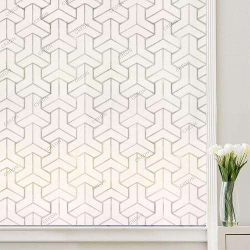 Image of CREON Frosted Glass Window Privacy Film - UV Sun Blocking Heat Control, Static Cling Removable & Reusable for Home, Bathroom, and Office (24 X 48 Inch)