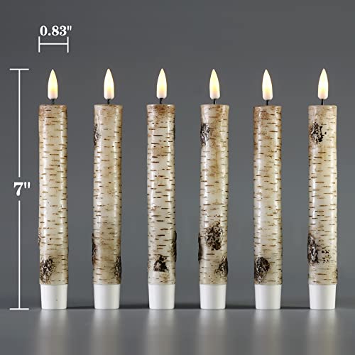 Girimax Short Birch Bark Flameless Taper Candles With Remote, Flickering Real Wax Battery Led Candlesticks Set Of 6 #TOP2