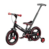 Gorocking 自転車 子供用 12インチ 折りたたみ 一台五役 補助輪&押し棒&スタンド付き 3色 ワンタッチ 組み立て 95％完成 (レッド)