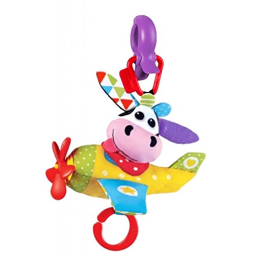 Yookidoo Tap ‘N' Play Musical Plane - Multi Textured Motion Activated Stroller Toy Music and Sounds Plane with a Spinning Propeller and a Friendly Cow Pilot