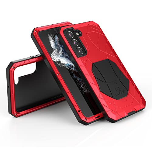 for Galaxy S22 Metal Case,Galaxy S22 Heavy Duty Protective Case,Hard Cover Armor Silicone Military Rugged Bumper Shockproof Defender Rubber for Samsung Galaxy S22 5G 2022 (Black)