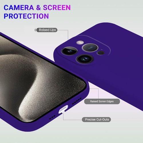 Image of amazon basics Mobile Cover for Apple iPhone 15 Pro Max | Full Camera Protection | Premium Liquid Silicon Case | Flexible Bumper Case for Apple iPhone 15 Pro Max (Dark Purple)