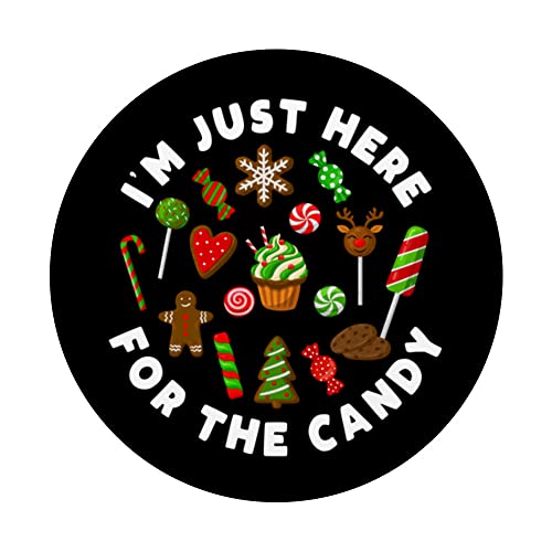 I'm Just Here For The Candy Funny Christmas Xmas Pun PopSockets Swappable PopGrip, Black - Image 3