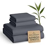 BAMPURE 100% Organic Bamboo Sheets King Set 4PC - Ultra Soft & Breathable Cooling Sheets for Hot Sleepers - Hotel Luxury Ensemble Draps Lit King Bambou - Deep Pocket (Charcoal)