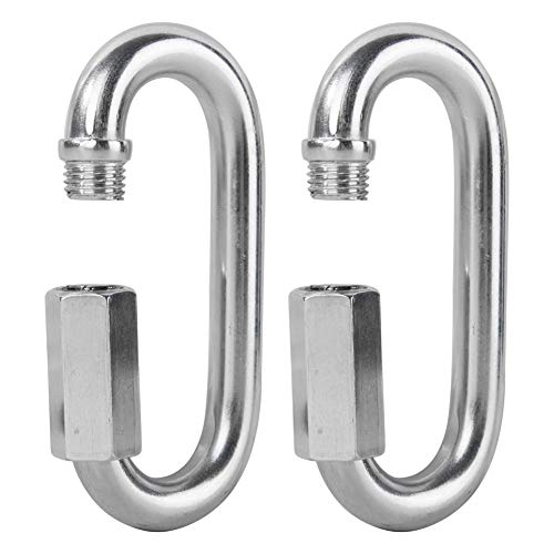 AOWESM Chain Links, 304 Stainless Steel Quick Links, Heavy Duty Trailer Safety Locking Carabiner, Durable Rope Connector for Outdoor Activities and Indoor Equipment (2-Pack, M12)
