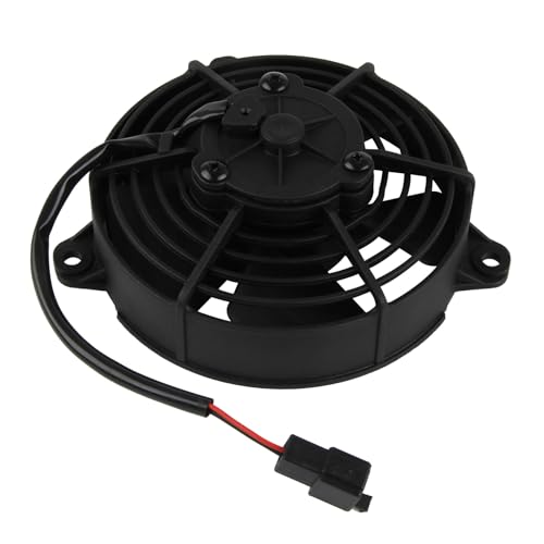 Compatibilità universale: questa ventola del radiatore è adatta alla maggior parte dei motocicli fuoristrada, ATV, UTV, Quad, Go Kart, Buggy. Universale per automobili, veicoli di ingegneria, motori di macchine agricole per uso generale, motori a combustione interna, motori di generatori.