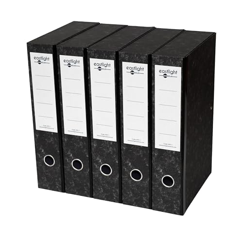 5 x Box File Foolscap Fits A4, Black & White Paper 70mm Spine, File Organiser