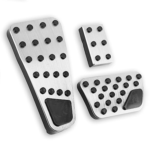 LEXLEY 3PCS Anti-Slip Aluminum Brake Gas Parking Pedal Pads,Auto No Drilling Accelerator Pedal Covers Only for Dodge 2010-2018 RAM 1500 2500 3500,2019-2024 RAM 1500 Classic-Sliver