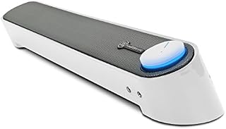 GOgroove Computer Speaker USB Soundbar - USB Powered Mini PC Sound Bar with Easy Setup Wired AUX, Stereo Audio, Microphone Port, Volume Control Knob, Under Monitor Design for Desktop (White)