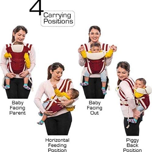 GO GEE Baby Carrier Bag Adjustable Hands Free 4 in 1 Baby/Baby sefty Belt/Child Safety Strip/Baby Sling Carrier Bag/Baby Back Carrier Bag Front Carry Facing (Pink) 1