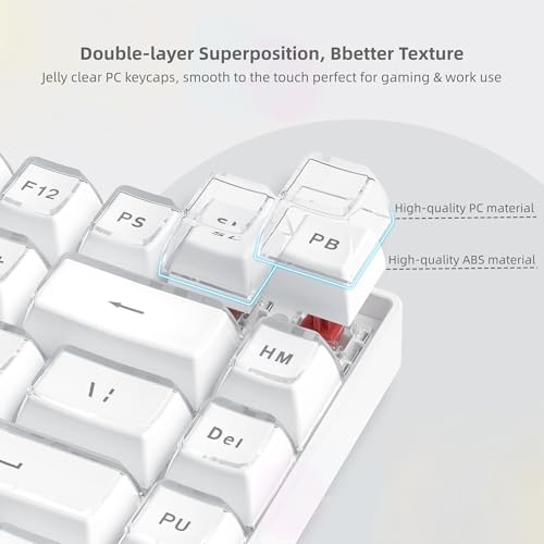 Image of Womier White Jelly Keycaps, Shine Through Keycaps for Mechanical Keyboard | OEM Profile Keycaps Set, 113-Key Custom Keycaps for 60%,75%,100% Keyboards with Cherry /Gateron MX Switches-White