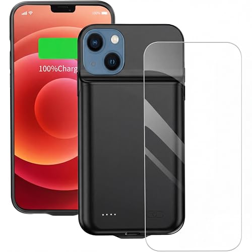 Funda de carga de batería recargable iPhone 13 Mini de 5.4 pulgadas con cristal protector