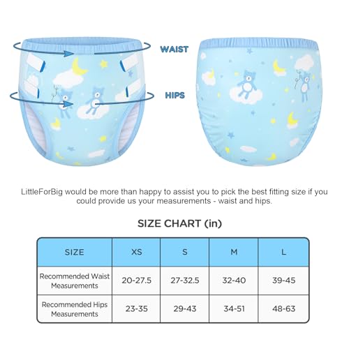 Image of Littleforbig Soft Silky Underwear Comfortable Washable Reusable Adult Training Pants - Little Dreamers L Blue