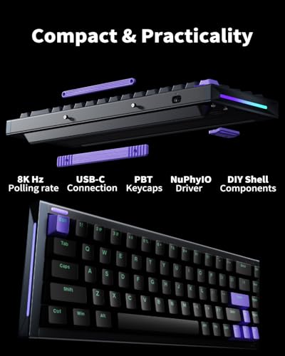 Image of NuPhyX BH65 All-Aluminum Magnetic Switch Hot Swappable Gaming Keyboard,65% 68keys Adjustable Actuation Rapid Trigger Wired Custom Hall Effect Keyboard,PBT keycaps,8K Hz Polling Rate