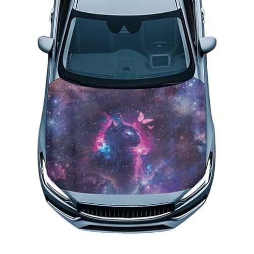 Image of Car Hood Cover Protector,Snowproof Waterproof Comfortable Print Hood Covers for Cars,Decoration Universal Car Accessories Cat Butterfly Print