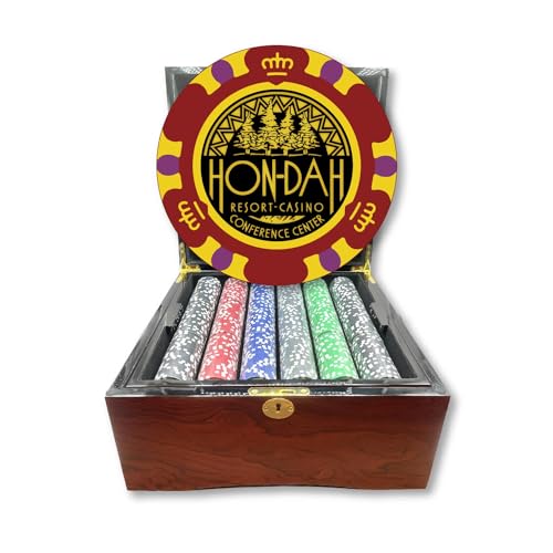 Custom Made Casino 750 Ct. Grand Lux Glossy Wooden Mahogany Case Poker Chip Set - Monte Carlo
