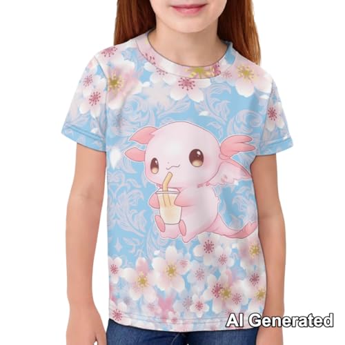 Image of Xhuibop Kids Tshirts Girls Boys 3-16 Years Summer Clothes for Teens Loose Fitting Tops