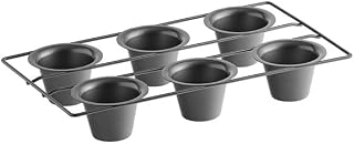 6-Cup Non-Stick Carbon Steel Popover Pan, Silver, 16x9.25x2.25 Inches, Aluminized Steel, Hand Wash, Oven Safe, Stackable
