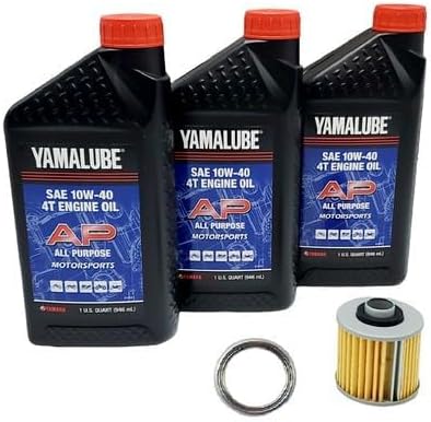 Yamaha Yamalube Grizzly 600 (1998-2001) All Purpose Oil (3 Quarts) Oil and Filter Change Kit, #4X7-13440-90-00 and #LUB-10W40-AP-12