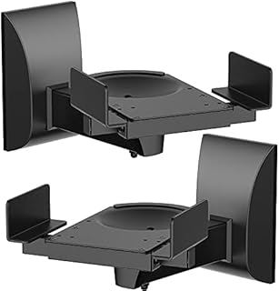 WALI Dual Side Clamping Bookshelf Speaker Wall Mounting Bracket for Large Surrounding Sound Speakers, Hold up to 55 lbs. (SWM201), Black