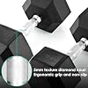 TLGREEN 30-85LB Single Dumbbell Rubber Coated Cast Iron Hex Black Dumbbells, Weights Dumbbells Single