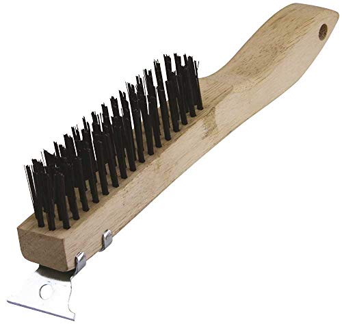 Image of Warner 10 inch 4x16 Row, Wood Handle Wire Brush w /Scraper, 11083