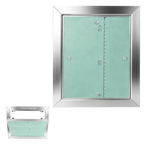 EFUTURETIME Trampilla Pladur 20x25cm Aluminio, Tapa Revisión Yeso 12,5mm Marco Aluminio, Panel Acceso Enrasado Pintable para Techo y Pared, Resistente Humedad, Tapar Cuadro Eléctrico