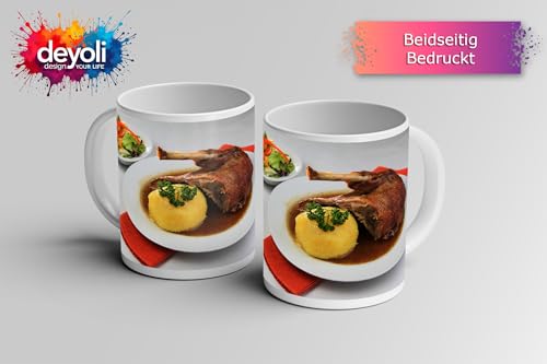 deyoli Motivetasse Putenkeule mit Klößen – ein Festmahl 300ml, aus weißem Keramik/Kaffetasse/Geschenkidee