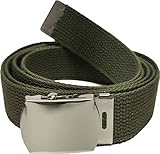 Army Universe 100% Cotton Canvas Military Web Belt 54' (Olive Belt - Chrome Buckle)