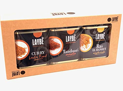 Curry London Finest 90 GR. , Ras el hanout 80 GR y Tandoori 80 GR Estuche 3 latas.