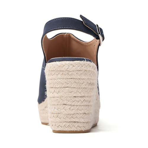 Image of Tilocow Espadrilles Wedges for Women Open Toe Ankle Strap Platform Dressy Casual Sandals Travel Slides