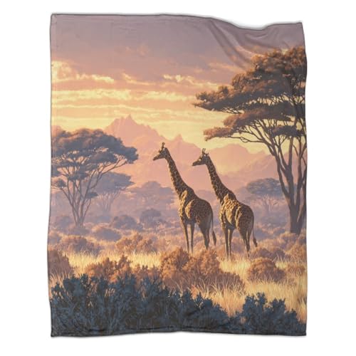 kaiyun Giraffen in der afrikanischen Trockenzeit 3D-gedruckte Decke Design-Tagesdecke Weiche Und Mikrofaser Sofa Bettwäsche 40x50inch(100x130cm)