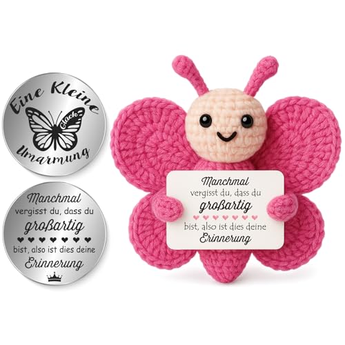 Tixlux Pocket Hug Fröhlicher Pinguin, Kreative Strickwolle Pinguin Dekofigur und Kleine Umarmung Glücksbringer, MutmacherGeschenk, Gute Besserung Geschenk, Weihnachten
