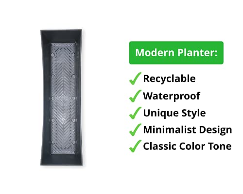 Elly Décor Set Of 2 24X8 Rectangular Modern, Resistant And Self Watering Planter With Rattan-Like Finish, 24", Gray #TOP1