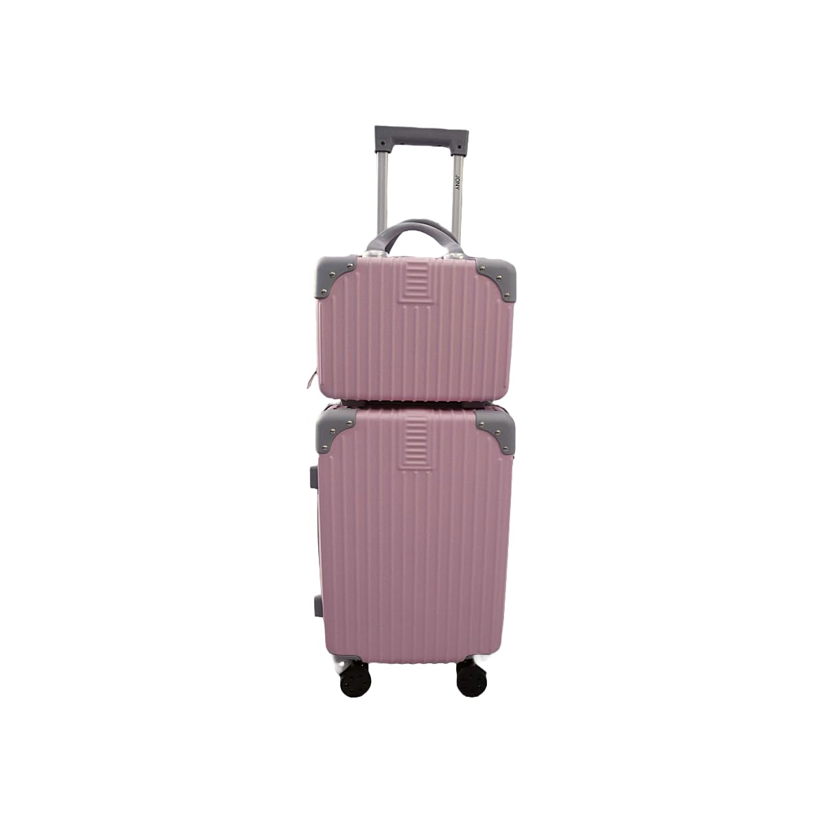 Set Maleta de Viaje Jony | 18 Pulgadas + Neceser | Ruedas 360°, Carry On, Candado Numérico, ASA 3 Niveles, Proteccion Ant Impacto, 100% ABS - Resistente, Elegante. (Rosa)