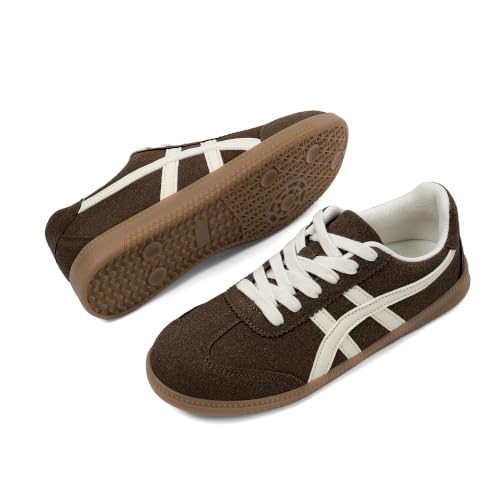 Image of Tigeridea Casual Sneakers for Women Lightweight Lace Up Tennis Shoes | Non-slip Lace Up Fashion Sneaker, Round Toe Retro Walking Shoes, 2026 Trendy Comfortable Trainers