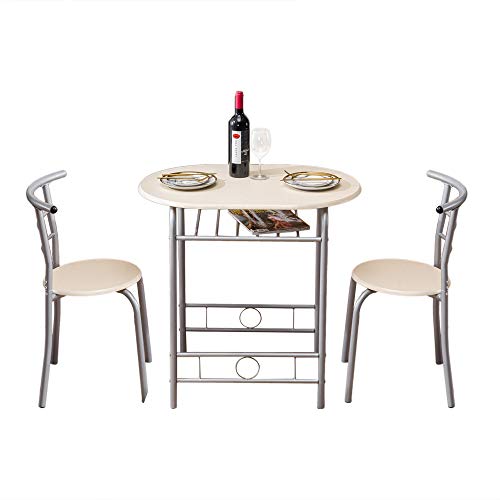 VINGLI 3 Piece Dining Set, Small Kitchen Table Set for