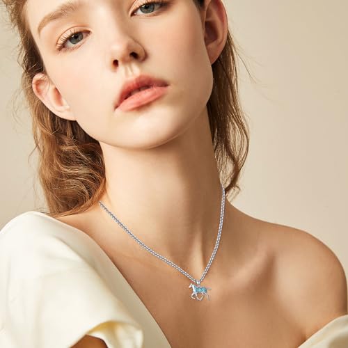 Animal Necklace 925 Sterling Silver Turquoise Horse/Hummingbird/Butterfly/Dragonfly/Phoenix/Turtle/Cowgirl Hat/Owl Pendant Jewelry Gifts for Women Men2