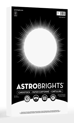 Astrobrights Cardstock Paper 65 lbs 8.5 x 14 Bright White 1-Pack